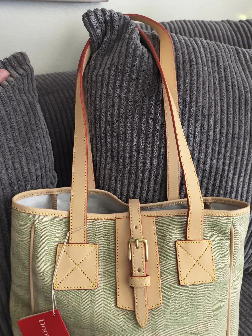 New/Vintage Y2K Dooney & Bourke Green Plaid Leather Signature DB Bucket Bag Tote